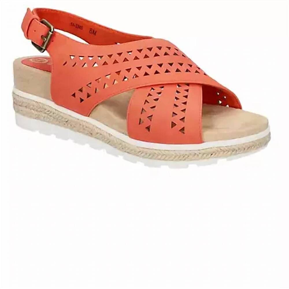 NEW BELLA-VITA SHOES SHOP women's cosette espadrille wedge sandals in coral